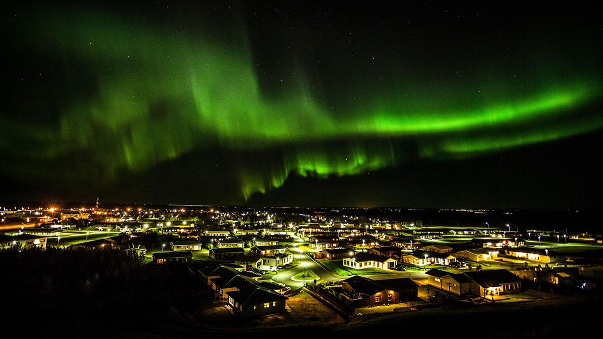 Northern lights above Iceland around Christmas or JOL